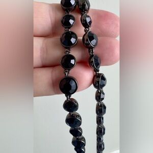 Elegant Black Beaded Necklace, shorter length